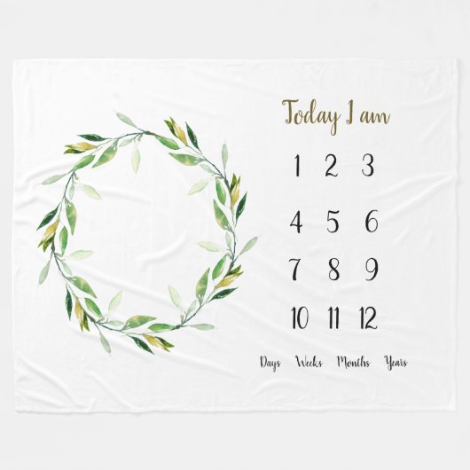 Groene krans Baby 1e jaar Milestone Fleece Bla (Voorkant (Horizontaal))