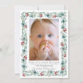 Groene Krans Baby Het Is Koud Buiten Foto Feestdagenkaart (Voorkant)