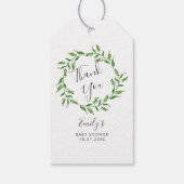 Groene Krans Baby Shower Bedankbriefje Cadeaulabel (Achterkant)
