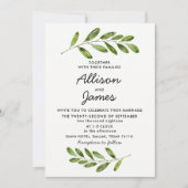 Groene Krans Bladeren Modern Trouw Uitnodiging (Voorkant)