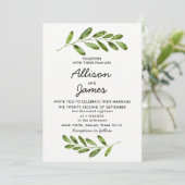 Groene Krans Bladeren Modern Trouw Uitnodiging (Staand voorkant)