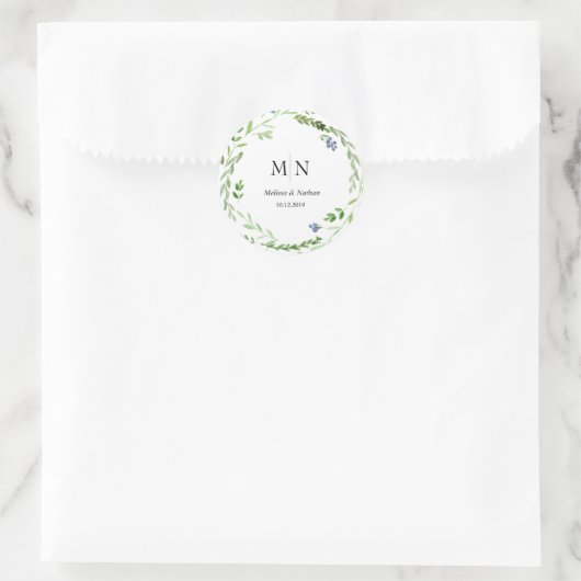 Groene krans bruiloft Monogram Sticker (Tas)