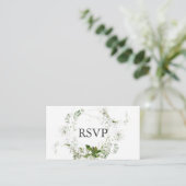 Groene krans bruiloft RSVP Informatiekaartje (Staand voorkant)