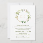 Groene krans bruiloft uitnodigingen - Peach (Voorkant)