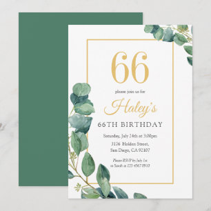 Groene Krans Chic Goud & Salie 66ste Verjaardag Kaart