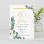 Groene Krans Chic Goud & Salie 85ste Verjaardag Kaart (Staand voorkant)