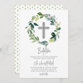 Groene krans doop uitnodiging (Voorkant / Achterkant)