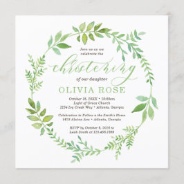 Groene Krans Doop Uitnodiging, BOHO Kaart