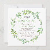 Groene Krans Doop Uitnodiging, BOHO Kaart (Voorkant)