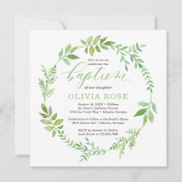 Groene Krans Doop Uitnodiging, BOHO Kaart