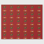 Groene Krans en Jingle Bells Red Wrapping Paper Cadeaupapier (Vlak)