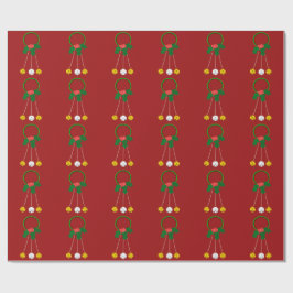 Groene Krans en Jingle Bells Red Wrapping Paper Cadeaupapier