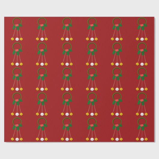 Groene Krans en Jingle Bells Red Wrapping Paper Cadeaupapier (Vlak)