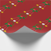 Groene Krans en Jingle Bells Red Wrapping Paper Cadeaupapier (Hoek)