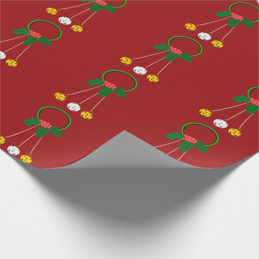 Groene Krans en Jingle Bells Red Wrapping Paper Cadeaupapier (Hoek)