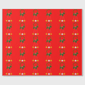 Groene Krans en Jingle Bells Red Wrapping Paper Cadeaupapier (Vlak)