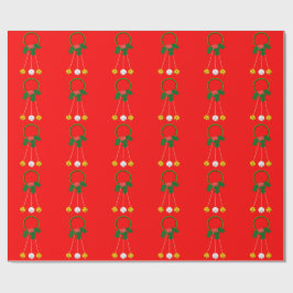 Groene Krans en Jingle Bells Red Wrapping Paper Cadeaupapier