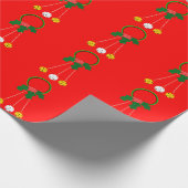 Groene Krans en Jingle Bells Red Wrapping Paper Cadeaupapier (Hoek)