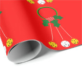Groene Krans en Jingle Bells Red Wrapping Paper Cadeaupapier (Rol Hoek)
