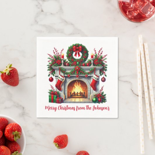 Groene krans en kersthaard servet (Insitu)