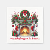 Groene krans en kersthaard servet (Voorkant)