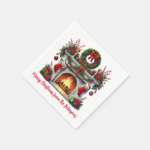 Groene krans en kersthaard servet (Hoek)