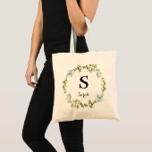 Groene krans Gepersonaliseerde Monogrammed Canvas Tote Bag (Voorkant (product))