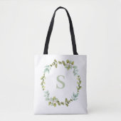 Groene krans Gepersonaliseerde Monogrammed Canvas  Tote Bag (Voorkant)