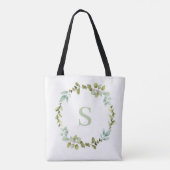 Groene krans Gepersonaliseerde Monogrammed Canvas  Tote Bag (Achterkant)