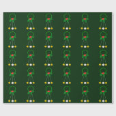 Groene Krans Jingle Bells op Green Wrapping Paper Cadeaupapier (Vlak)