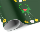 Groene Krans Jingle Bells op Green Wrapping Paper Cadeaupapier (Rol Hoek)