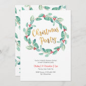 Groene krans Kerstfeest Uitnodiging (Voorkant / Achterkant)