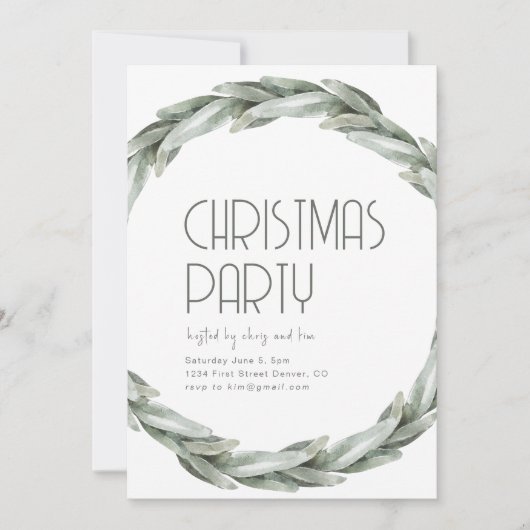 Groene krans Kerstfeest Uitnodiging Sjabloon (Voorkant)