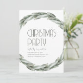Groene krans Kerstfeest Uitnodiging Sjabloon (Staand voorkant)