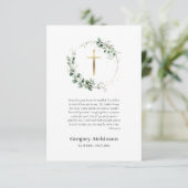 Groene krans met gouden kruis katholieke begrafeni bedankkaart (Staand voorkant)