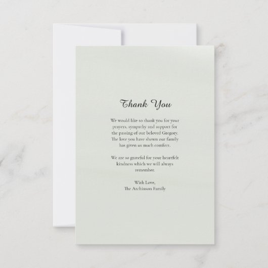 Groene krans met gouden kruis katholieke begrafeni bedankkaart (Achterkant)