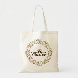 Groene krans met konijn- Happy Easter Tote Bag