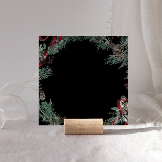 Groene krans met rode linten vierkant open huis kaart