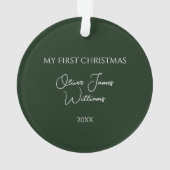 Groene Krans M'n Eerste Kerst Baby Foto Ornament (achterkant)