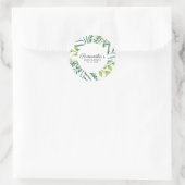 Groene krans moderne botanische Waterverf Ronde Sticker (Tas)