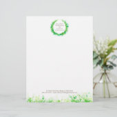 Groene krans moderne waterverf briefhoofd (Staand voorkant)