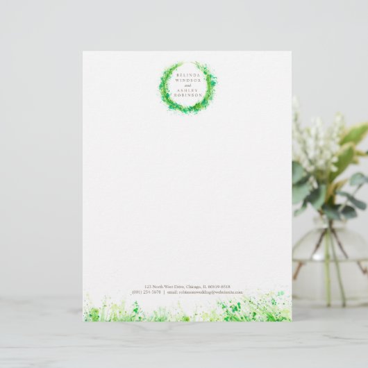 Groene krans moderne waterverf briefhoofd (Staand voorkant)