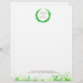 Groene krans moderne waterverf briefhoofd (Voorkant / Achterkant)