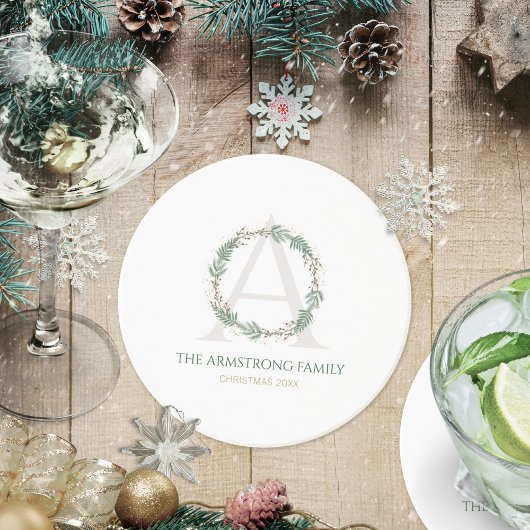 Groene Krans Monogram Drinkaccessoires Set Zandsteen Onderzetter