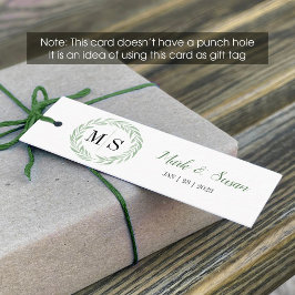 Groene Krans Monogram Huwelijkstag (1x3 inch) Mini Visitekaartje