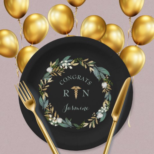 Groene krans RN afstudeerfeest decor Papieren Bordje