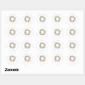 Groene Krans & Rode Strik Kerst Retouradres Ronde Sticker (Vel)