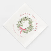 Groene Krans & Rode Strik Kerst Servet (Hoek)