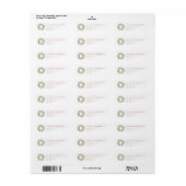 Groene krans & Rode strik Kerst terugkeeradres Etiket (Full Sheet)