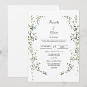 Groene krans Spaanse bruiloft uitnodiging (Voorkant / Achterkant)